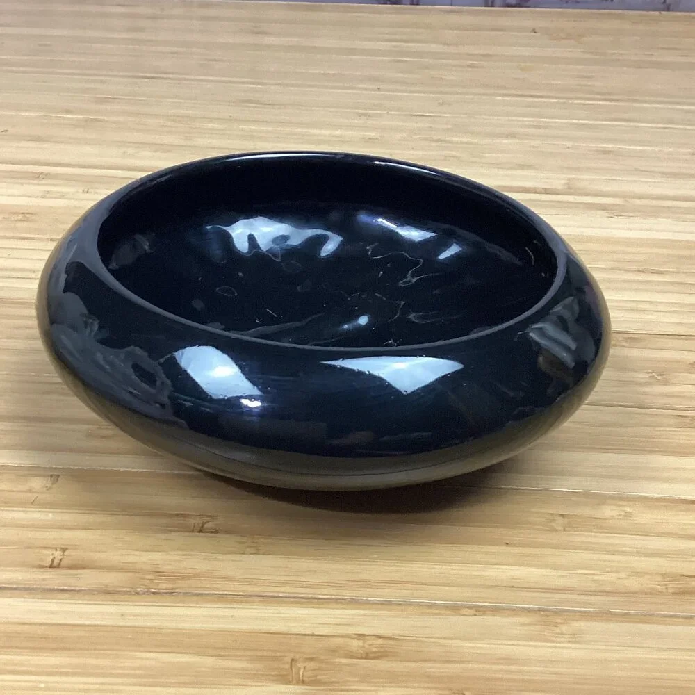 Vintage Hager Black Round Vase Ikebana